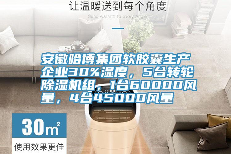 安徽哈博集團軟膠囊生產企業(yè)30%濕度，5臺轉輪除濕機組，1臺60000風量，4臺45000風量