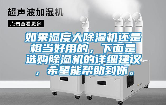 如果濕度大除濕機還是相當好用的，下面是選購除濕機的詳細建議，希望能幫助到你。