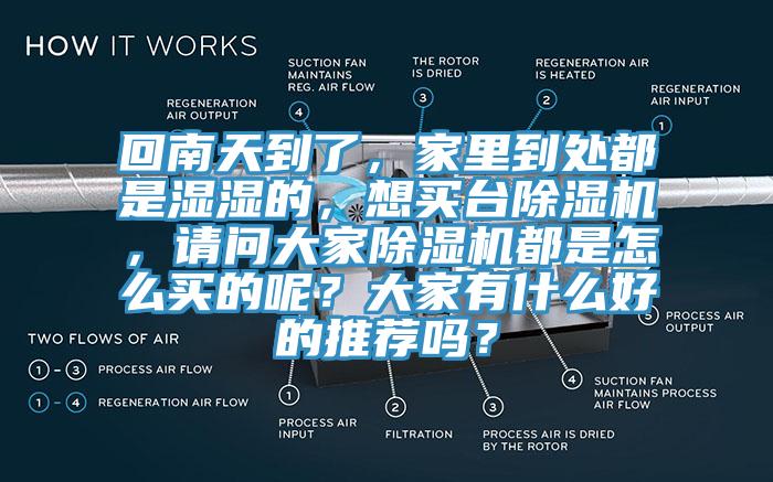 回南天到了，家里到處都是濕濕的，想買臺除濕機，請問大家除濕機都是怎么買的呢？大家有什么好的推薦嗎？