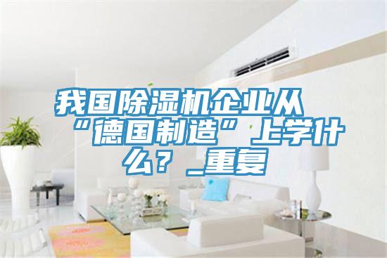 我國除濕機(jī)企業(yè)從“德國制造”上學(xué)什么？_重復(fù)